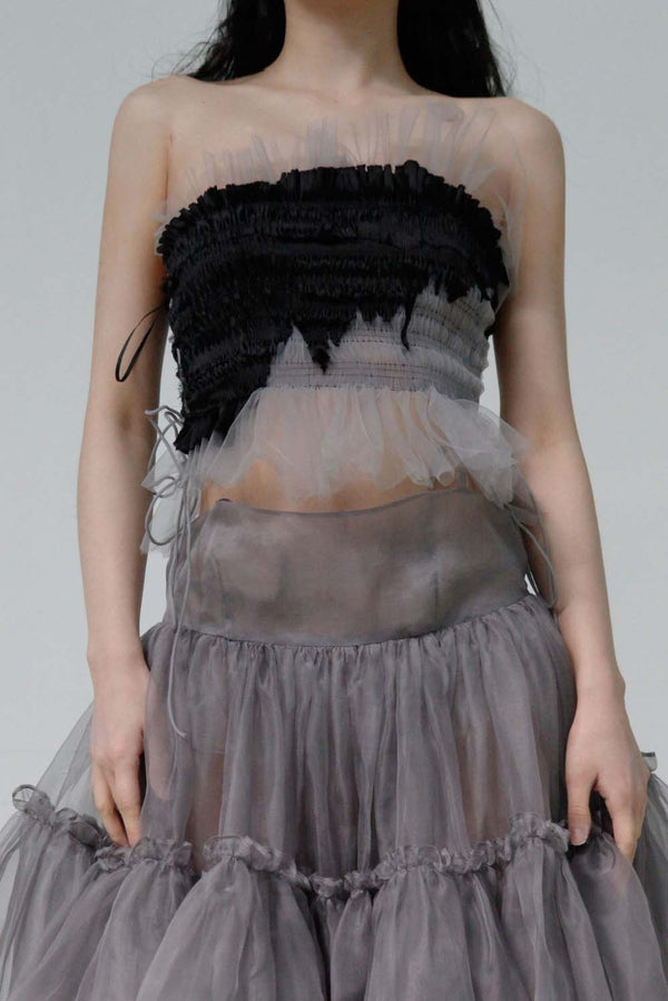 CAROLINE HU Gathered Silk Top SS22BKT01